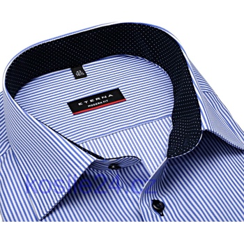Eterna Modern Fit Twill košile s modrým proužkem s vnitřním límcem a manžetou
