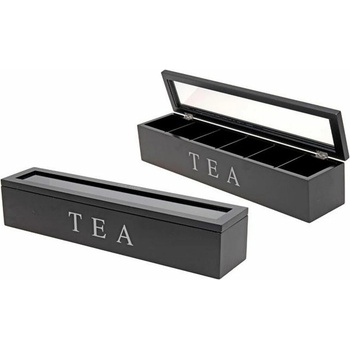 Excellent Houseware Dřevěný organizér na čaj Tea Box, 43x8,5 cm