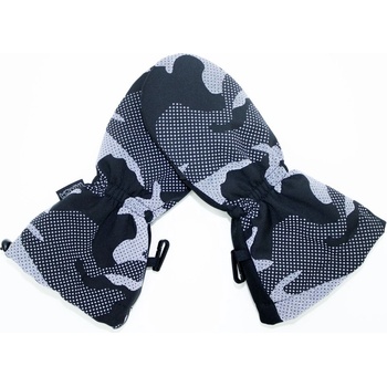 Fantom Dětské sněhové rukavice softshell tmavé s reflexním potiskem maskáč