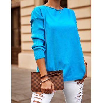 Fashionweek dámský měkký lehký volný svetr NB14863 Tyrkysový