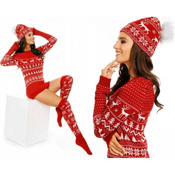 Fashionweek dámský vánoční svetr Nb7703 Červená