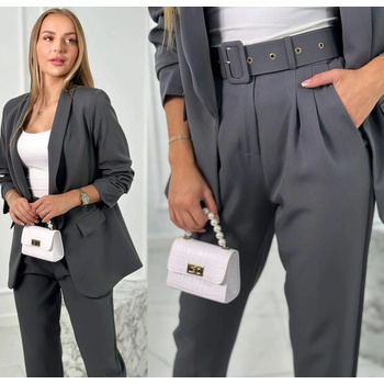 Fashionweek italská souprava elegantního saka s kalhotami K80172B grafitová