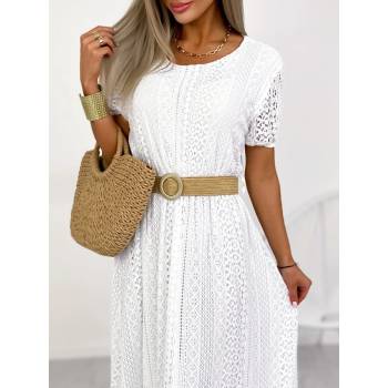 Fashionweek Krajkové Dlouhé šaty s páskem BOHO LACE IT RAMINA Bílá