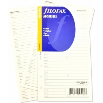Filofax adresář - jméno adresa e-mail tel. fax. mobil - bílý - Osobní