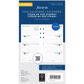 Filofax kalendář 2026 ČJ+SJ týden/2 stránky