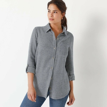 Flanelová košile se vzorem kohoutí stopy nám. modrá/režná