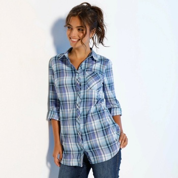 Flanelová kostkovaná košile modrá/fialová