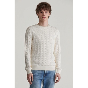 Gant Cotton Cable C-neck bílá