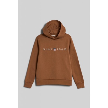 Gant mikina REG PRINTED GRAPHIC HOODIE hnědá