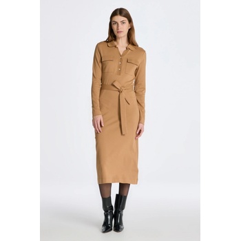 Gant Slim Polo Jersey Dress hnědá