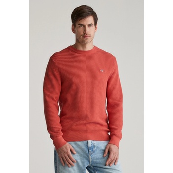 Gant Textured Cotton C-neck Brick Red