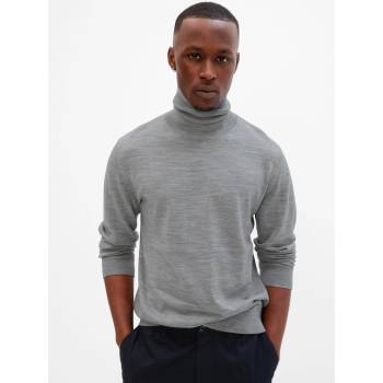 GAP vlněný svetr merino s rolákem šedá