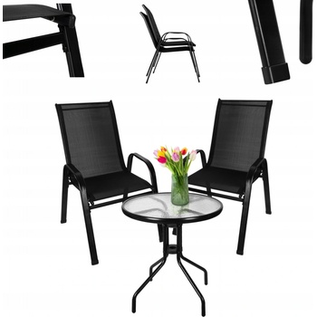 Gardlov 23461 Balkonový set stůl + 2 židle černý