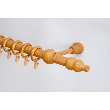 Garnyze-levne Dřevěná záclonová tyč jednořadá Zlatý dub Favorite 28 mm 300 cm