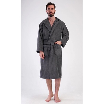 Gazzaz pánský dlouhý froté župan s kapucí šedá