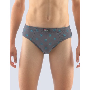 Gina dětské slipy chlapecké, širší bok, šité, s potiskem 61003P tm. šedá šalvěj