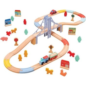 GO Play Dřevěná Vláčkodráha 60 dílů