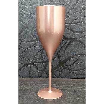 Gold Plast Plastová nerozbitná růžovo zlatá sklenice na šampaňské a prosecco VERONA 180 ml