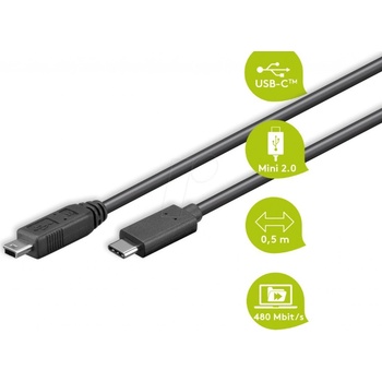 Goobay 11.92.9020 USB 2.0 miniUSB 5pin B(M) - USB C(M), 0,5m, černý