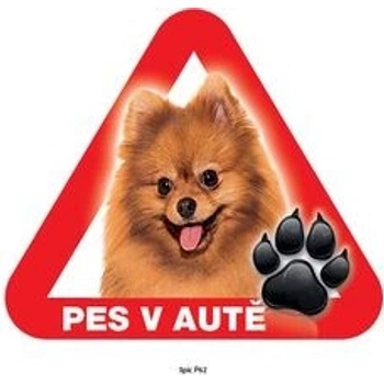 Grel nálepka na sklo pozor pes v autě špic