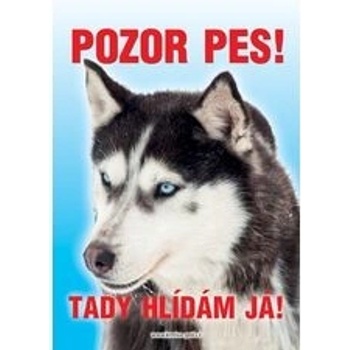 Grel nálepka pozor pes husky