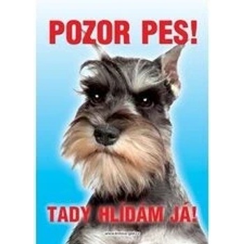 Grel nálepka pozor pes knírač malý