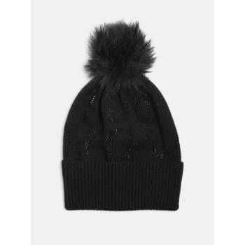 Guess dámská čepice Rhinestone logo černá