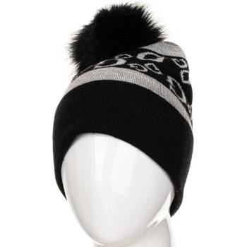 Guess dámská čepice s bambulí a monogramem černá