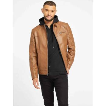 Guess pánská koženková bunda Davino hnědá