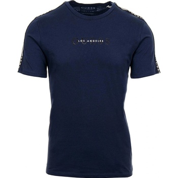 Guess pánské tričko tmavě s lampasem modré