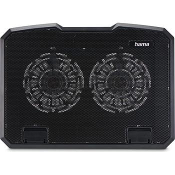 Hama chladicí stojan pro notebook Black Metal, 2 ventilátory, naklápěcí, modré podsvícení, tichý; 126806