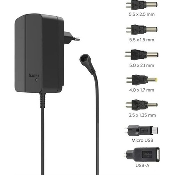 Hama Napájecí adaptér univerzální 3-12 V, 18 W, nastavitelný, 7 konektorů