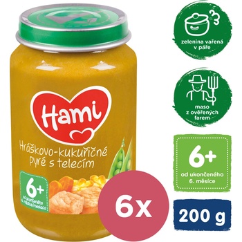 Hami Hráškovo kukuřičné pyré s telecím 6 x 200 g