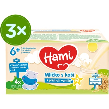 Hami Mlíčko s kaší s příchutí vanilky 4 x 250ml