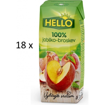 Hello 100% jablečná šťáva broskev 18 x 250 ml
