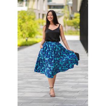 Himalife kolová maxi sukně s kapsami Rose tyrkysová s modrou