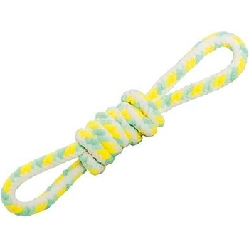 HipHop Plush Hebké pletené přetahovadlo osma pistáciová žlutá bílá 24 cm