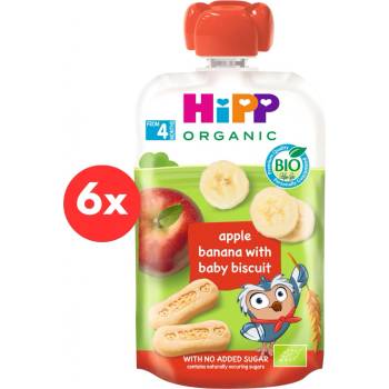 HiPP BIO Hippies Jablko-Banán-Baby sušenky 6 x 100 g