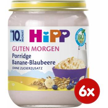HiPP BIO Snídaňová ovesná kaše s banánem a borůvkami 6 x 160 g