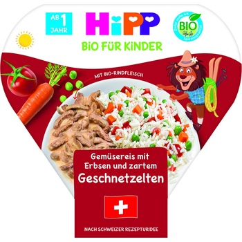 HiPP BIO talíř Zeleninová rýže s hráškem a hovězím masem 250 g