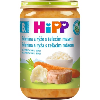 HiPP BIO Zelenina s rýží a telecím masem 220 g