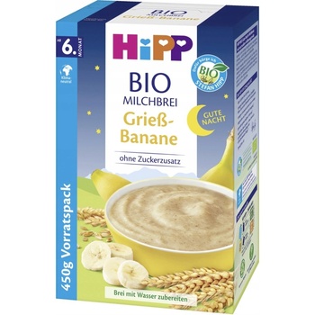 Hipp Mléčná kaše na dobrou noc s banánem a suchary 450 g