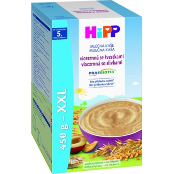 HiPP PRAEBIOTIK Mléčná kaše vícezrnná se švestkami 2 x 225 g