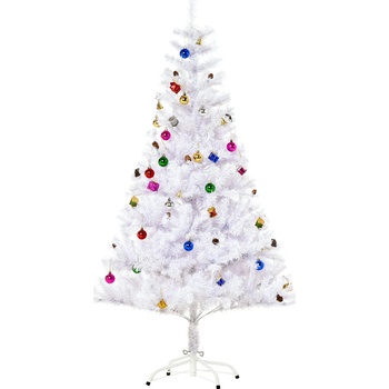 HOMCOM vánoční stromek umělý vánoční stromek jedle 150cm se stojanem včetně dekorace 150cm bílá vánoční stromek