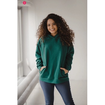 Hrubá těhotenská a kojící oversized mikina bottle green
