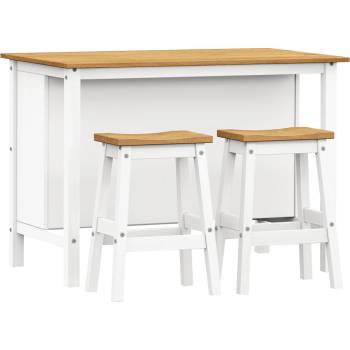 Idea Kuchyňský ostrůvek + 2 barové stoličky CORONA 2 bílý vosk/vosk