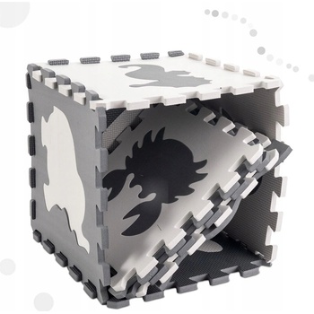 Ikonka Pěnová podložka na puzzle pro děti 9 ks černá-ecru