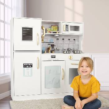 INKA Dětská dřevěná kuchyňka s lednicí a mikrovlnkou 80 cm