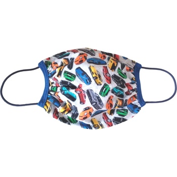 Iris rouška dětská 3/4 dvojitá s kapsou vzor Auta