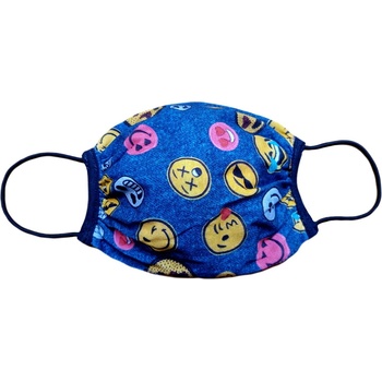 Iris rouška dvojitá s kapsou vzor Smajlíci Jeans